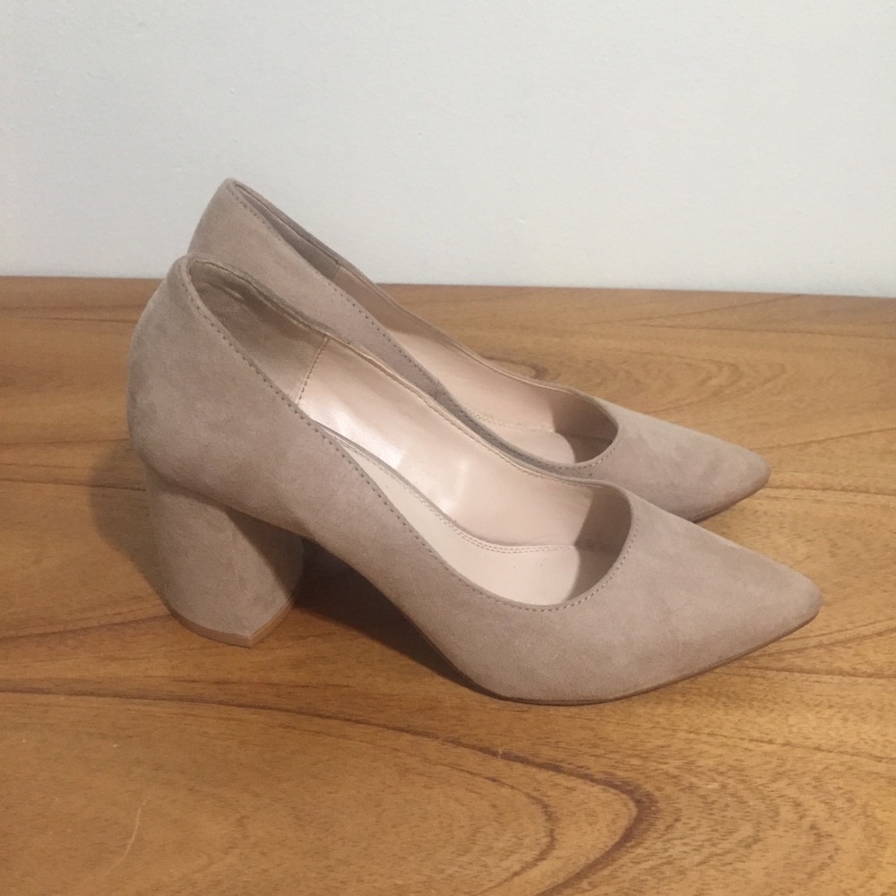 nude block heel shoes